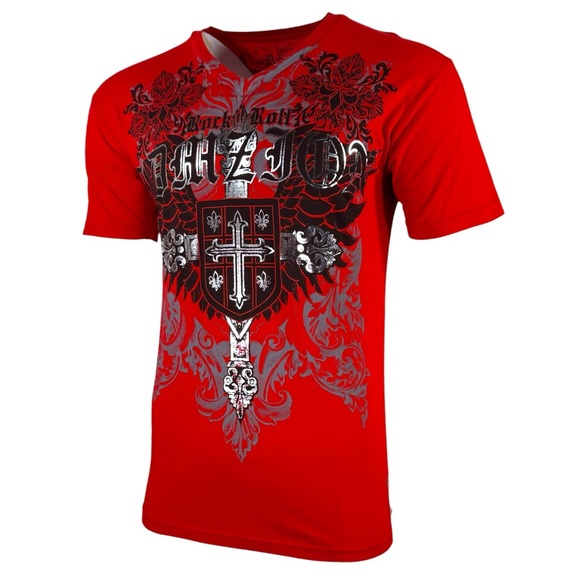 Raw State by Affliction Men's T-Shirt Harlow Biker Cross Y2K S-5XL - Picture 4 of 6